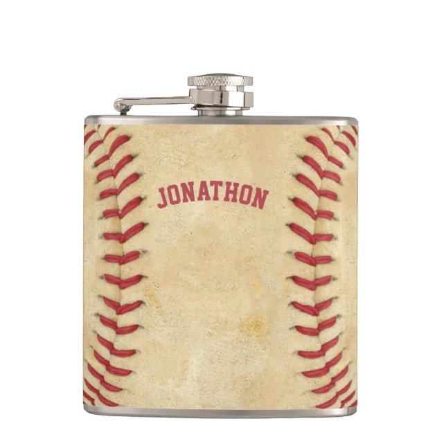 Flasques Sports rouges de baseball personnalisés (Devant)
