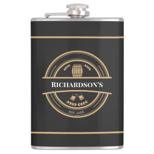 Flasques Stylo Retro Black Gold Vinyl Wrapped Flask