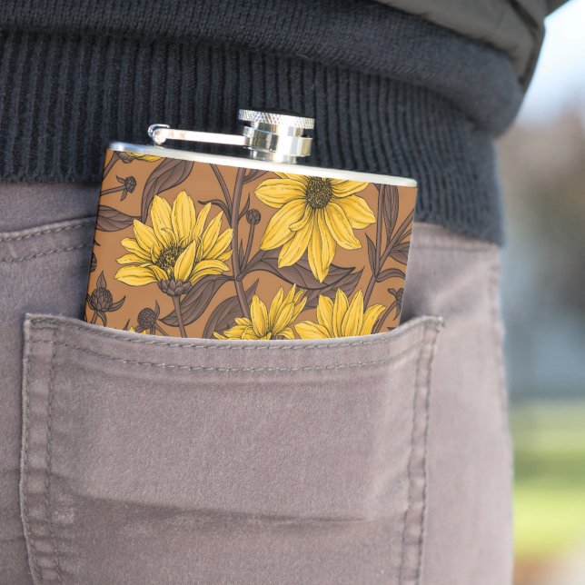 Flasques Sunroot, tournesol sauvage en jaune et marron (En situation)