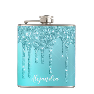 Flasques Superbes gouttes de menthe bleu aqua & parties sci