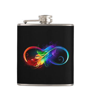 Flasques Symbole d'infini avec plume arc-en-ciel