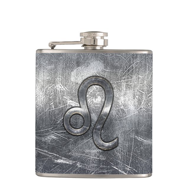 Flasques Symbole du Zodiaque de Leo en Grunge style désossé (Devant)