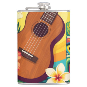 Flasques T-Shirt Vibes de Fête Tiki Ukulele Tropical Luau