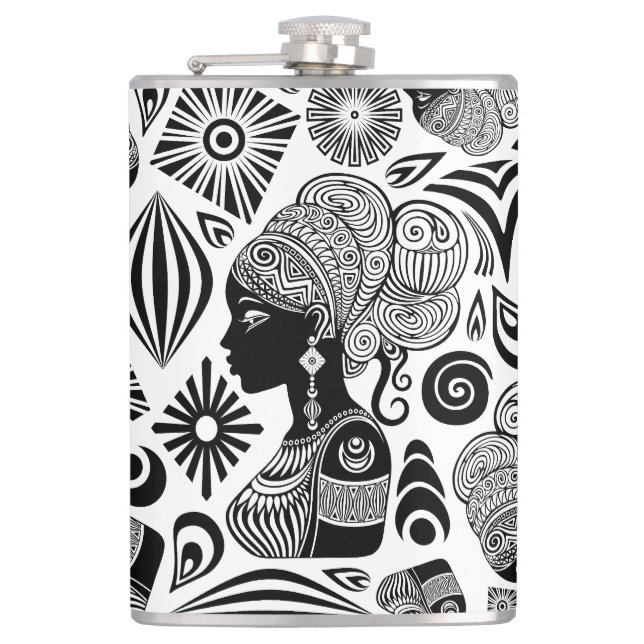 Flasques Tatouage Tribal Portrait de Fille Africaine (Devant)