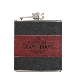 Flasques Team Groom Black & Red Leather