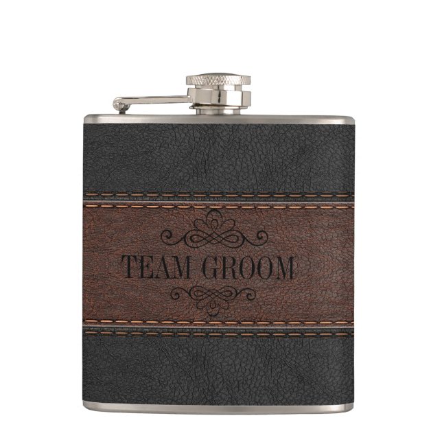Flasques Team Groom Cuir noir et Brown (Devant)