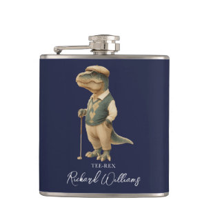 Flasques Tee-Rex Golfeur Dinosaure Signature Nom Bleu Marin
