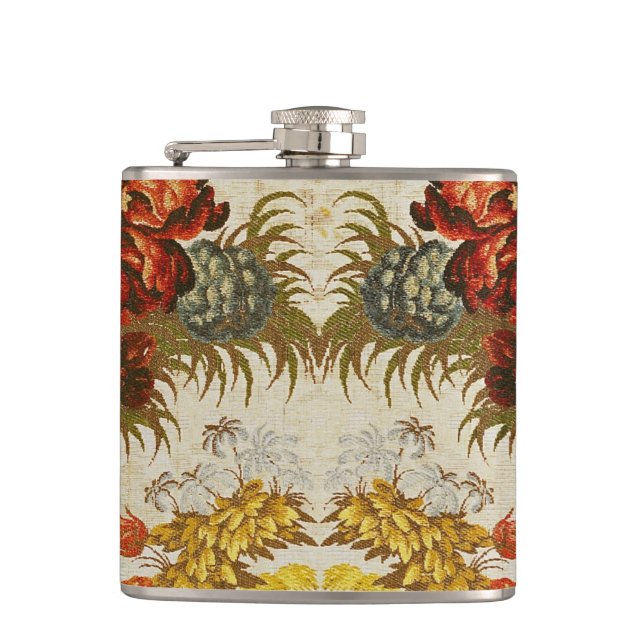 Flasques Textile avec un motif floral de répétition (Devant)