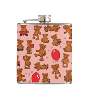 Flasques Texture avec le nounours, coeurs
