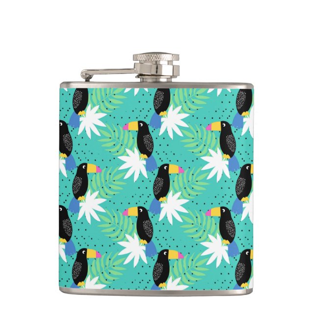 Flasques Toucans sur Turquoise (Devant)