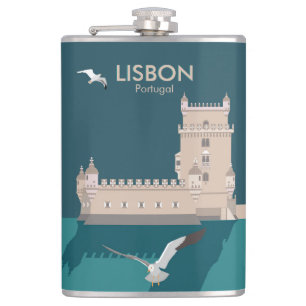 Flasques Tour de Belem de Lisbonne dans le style poster vin