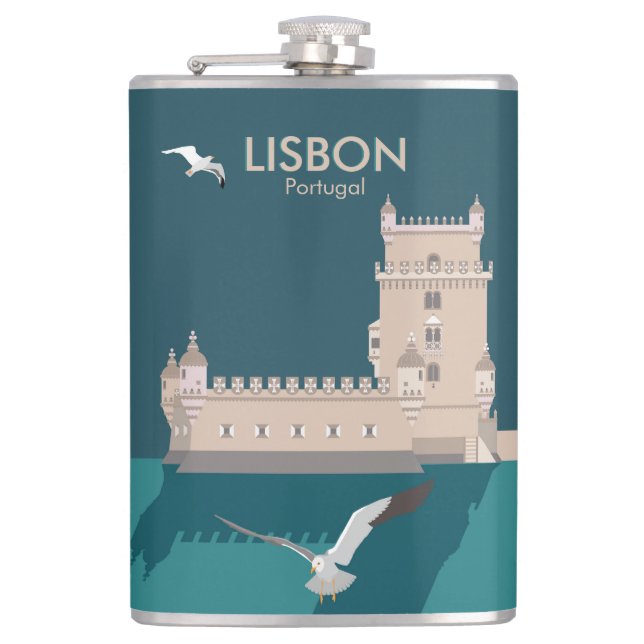 Flasques Tour de Belem de Lisbonne dans le style poster vin (Devant)