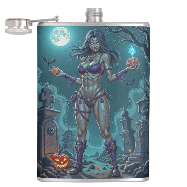 Flasques Traite d'Halloween ou ami Zombie w Cerveau (Ouvert)