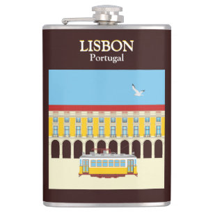 Flasques Tramway jaune de Lisbonne style vintage