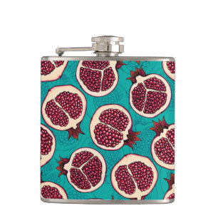 Flasques Tranches de grenade sur turquoise