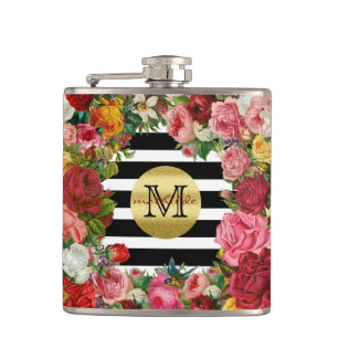 Flasques Trendy Monogram Stripes Rose Fleurs Parties scinti