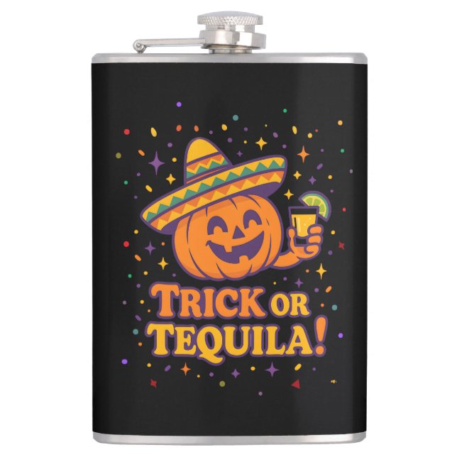 Flasques Trick or Tequila – Funny Halloween Pumpkin Party F (Devant)