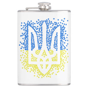Flasques Trident de l'emblème ukrainien tryzub dispersant l