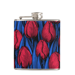 Flasques Tulipes en rouge et bleu