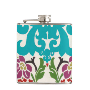 Flasques Turquoise florale de prune de motifs de damassé