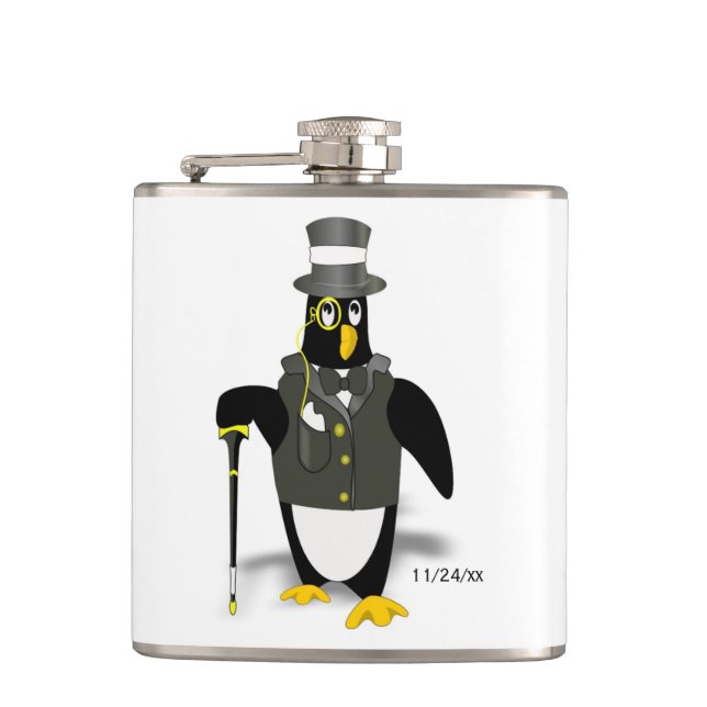 Flasques Tuxedo Penguin Groomsman Mariage Date facultative (Devant)