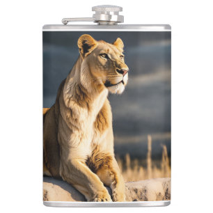 Flasques Ultra HD 3D Lionne – Pose de côté, corps entier su