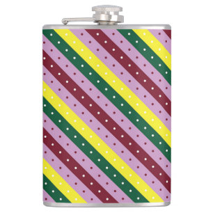 Flasques un motif rayé multicolore avec des points