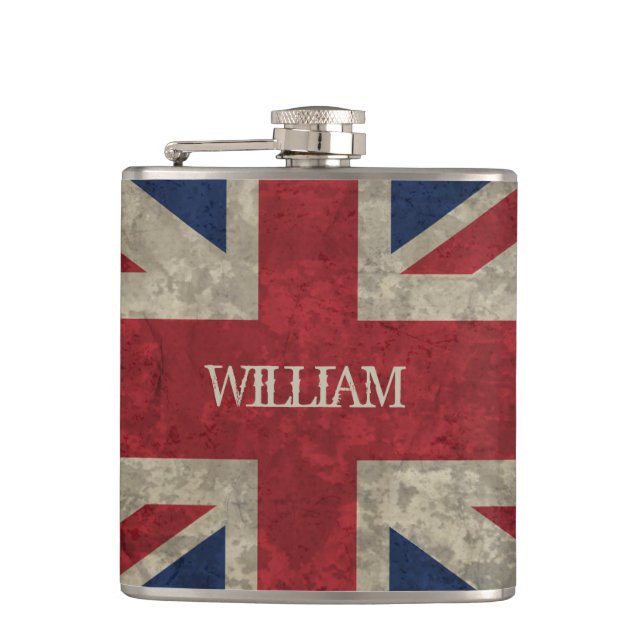 Flasques Union Jack | Grunge British Flag Personnalisé (Devant)