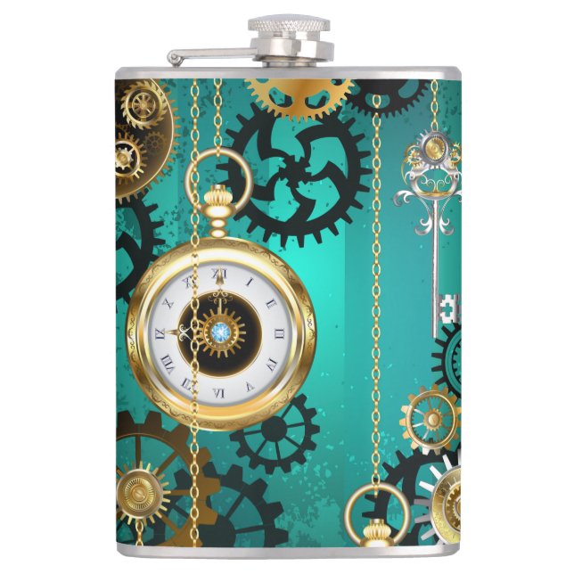 Flasques Veille bijoux Steampunk sur un Arrière - plan vert (Devant)