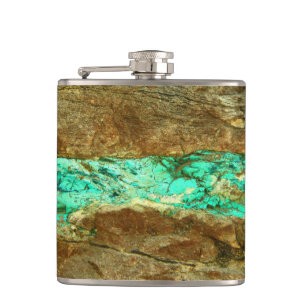 Flasques Veine naturelle de turquoise dans la pierre brune