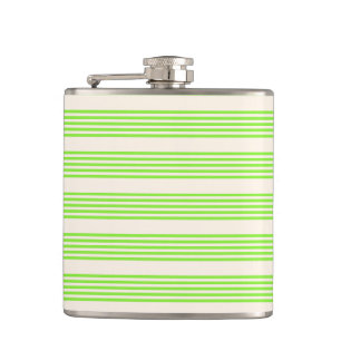 Flasques Vert citron vert et beige cinq rayures motif