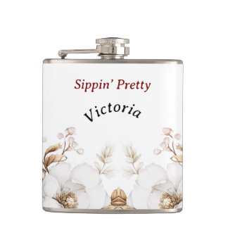 Flasques Victorian Peony Luxe Mariage Hers Vinyl Enveloppé
