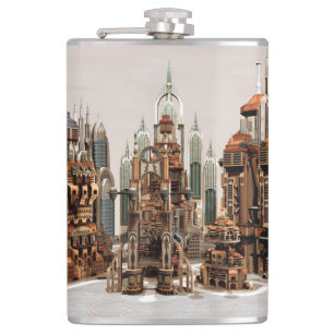 Flasques Ville de fantasy futuriste Art de la skyline de sc
