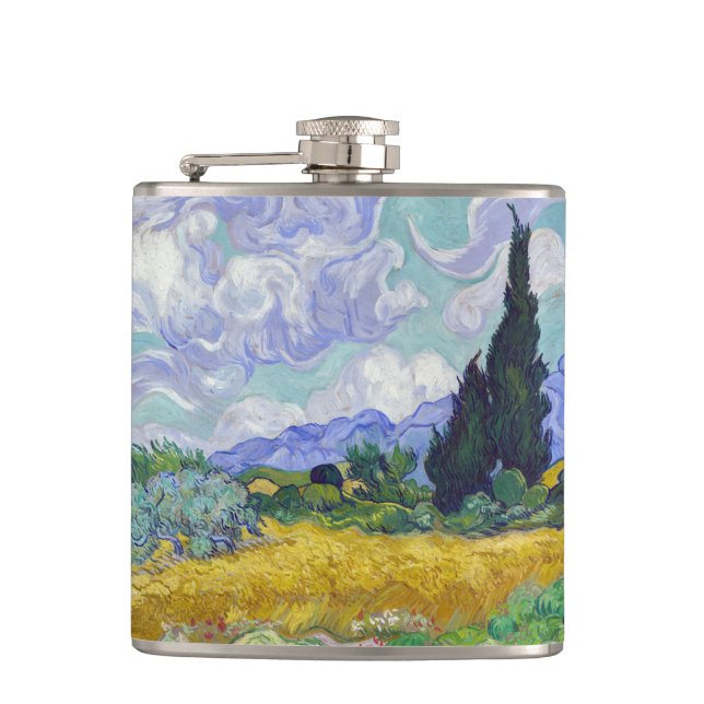 Flasques Vincent Van Gogh - Champ de blé avec cyprès (Devant)