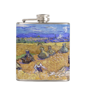 Flasques Vincent van Gogh - Meules de blé avec des moissonn