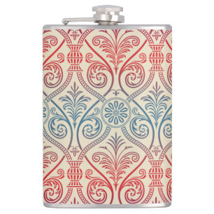 Flasques Vintage Damask Wallpaper - bleu violet rouge