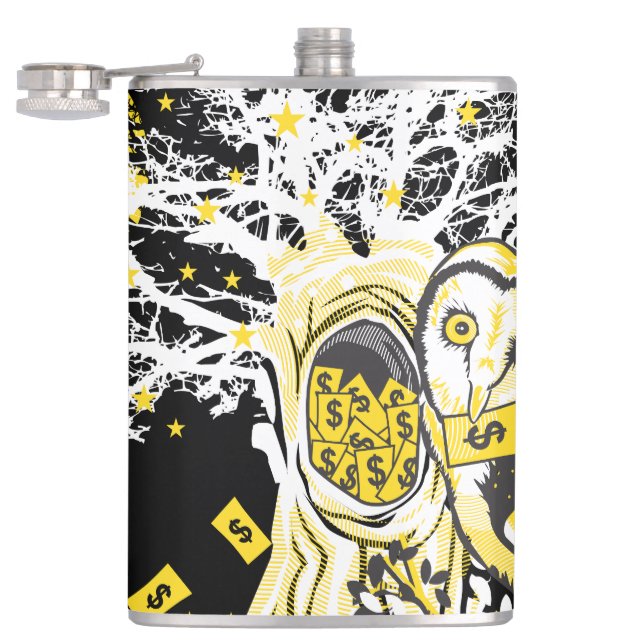 Flasques Vinyl Wrapped Flask – Urban Tree Owl & Wealth  (Ouvert)
