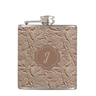 Flasques Vinyle de cuir faux champagne travaillé