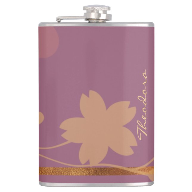 Flasques Violet d'or classique Abstrait Floral (Devant)