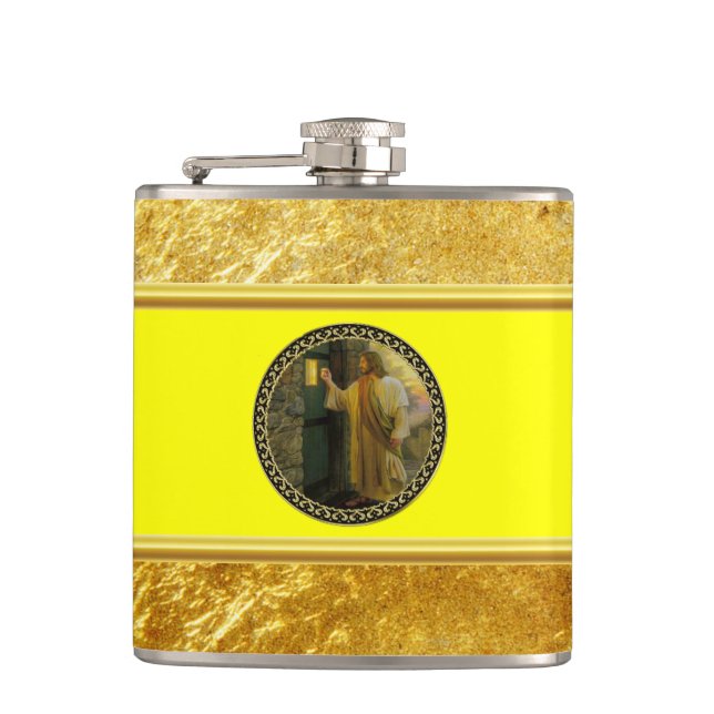 Flasques Visitation à Dawn Jesus frappe sur une porte rusti (Devant)