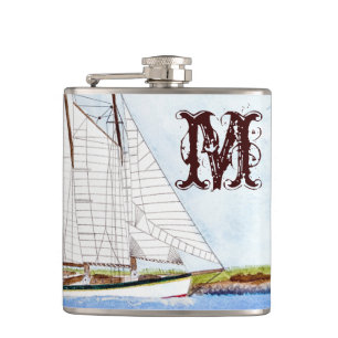 Flasques Voilier nautique Mer Océa Monogramme Whiskey Flask