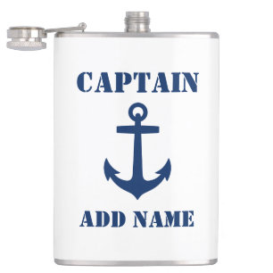 Flasques Votre nom Capitaine Flask Ancre Blanc