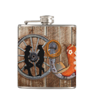Flasques Wagon Wheel Western Cowboy