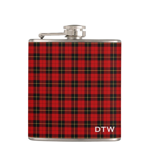 Flasques Wallace Clan Tartan Monogramme rouge et noir (Devant)