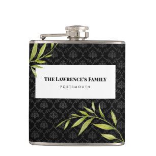 Flasques Watercolor White Snowdrops et Laurel Damask