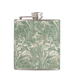 Flasques William Morris tulip fond textile vert