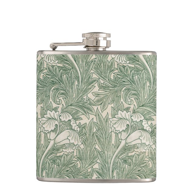 Flasques William Morris tulip fond textile vert (Devant)