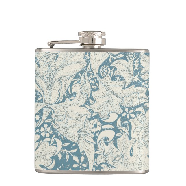 Flasques William Morris Wallflower bleu damas floral (Devant)