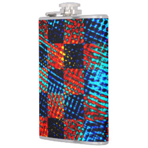 Flasques Xadrez azul, laranja, faux sujo ou manchado.