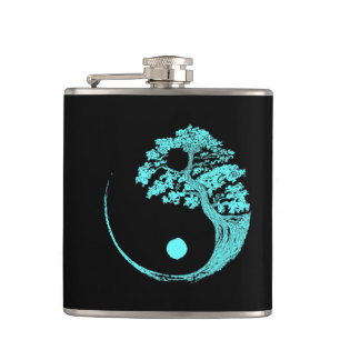 Flasques Yin Yang Turquoise Blue Bonsai Tree Japonais